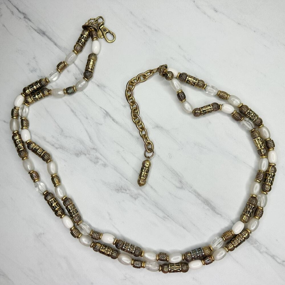 Express Vintage Chunky Beaded Gold Chain Belt Large (L/XL) Boho Statement ✨